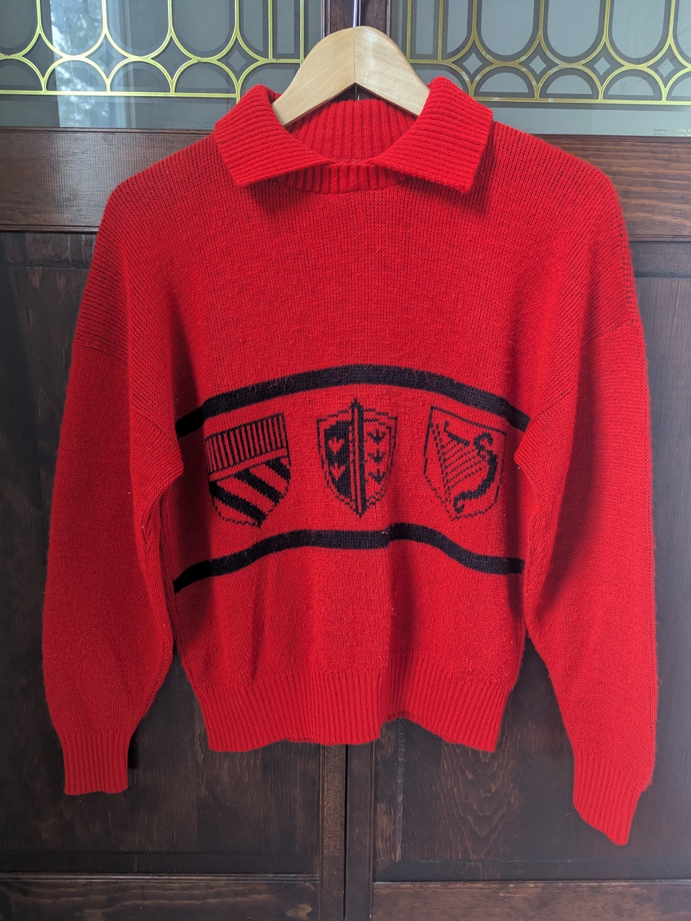 1980s IFI Red Shield-Emblem Crewneck Sweater